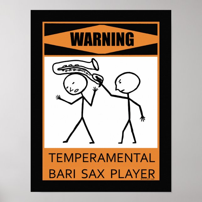 Póster Aviso del jugador de saxo de Bari de temperatura (Frente)