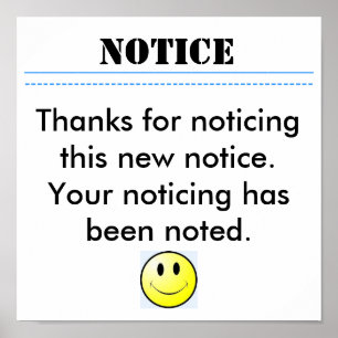 Póster AVISO, gracias por notar este nuevo ningún…