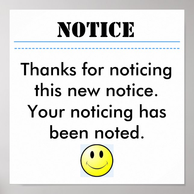 Póster AVISO, Gracias por notar este nuevo no... (Frente)