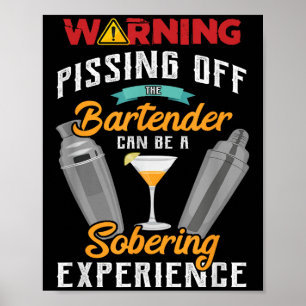Póster Aviso Ing De Bartender Gracioso Sarcástico Bart