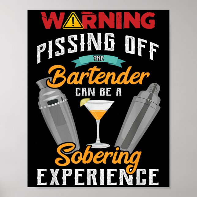 Póster Aviso Ing De Bartender Gracioso Sarcástico Bart (Frente)