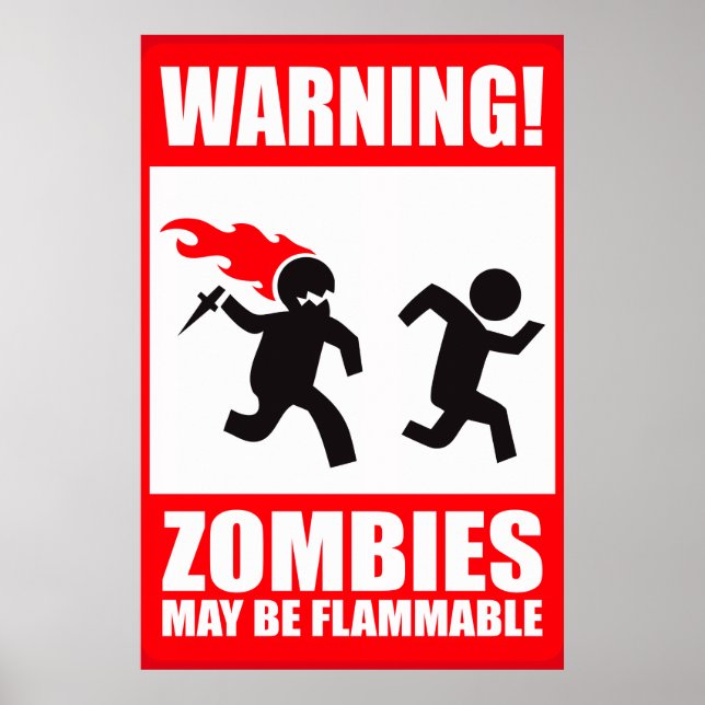 Póster Aviso: Los zombies son inflamables (Frente)