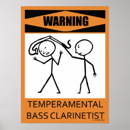 Póster Aviso Poster de Clarinetista Bass Temperamental