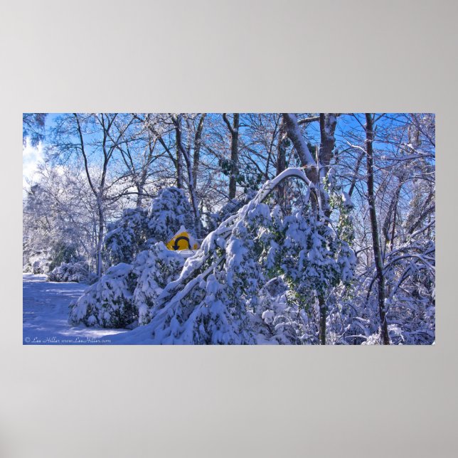 Póster "Aviso Sharp Bend" en el Poster de Nieve (Frente)