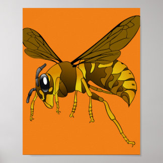 Póster avispón de avispón insectos abeja marrón