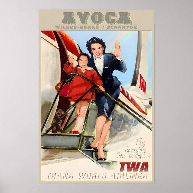 Póster Avoca Scranton Wilkes-Barre TWA Trans World (Frente)