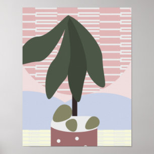 Póster Avocado Tree Blush Geométrico Silenciado