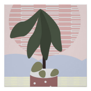 Póster Avocado Tree Blush Muted Geométrico  