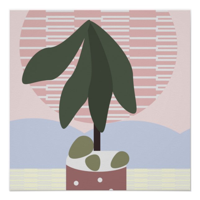 Póster Avocado Tree Blush Muted Geométrico   (Anverso)