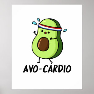 Póster Avocardio divertido ejercicio broma de aguacate