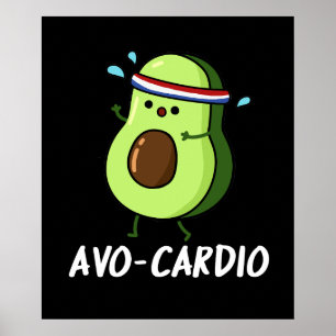 Póster Avocardio Funny Ejercicio Aguacate Pun Dark BG