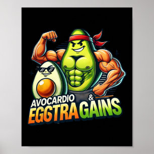 Póster Avocardio y ganancias extra divertidas gimnasio fi
