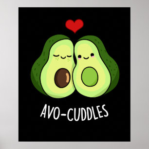 Póster Avocuddles divertido pareja de aguacate juego de p