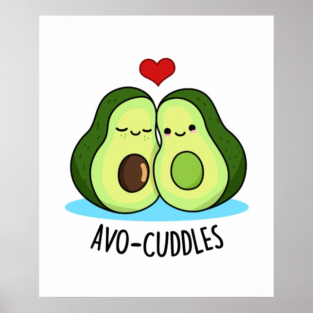 Póster Avocudelas Cute Amo Aguacate Pareja Pun (Frente)