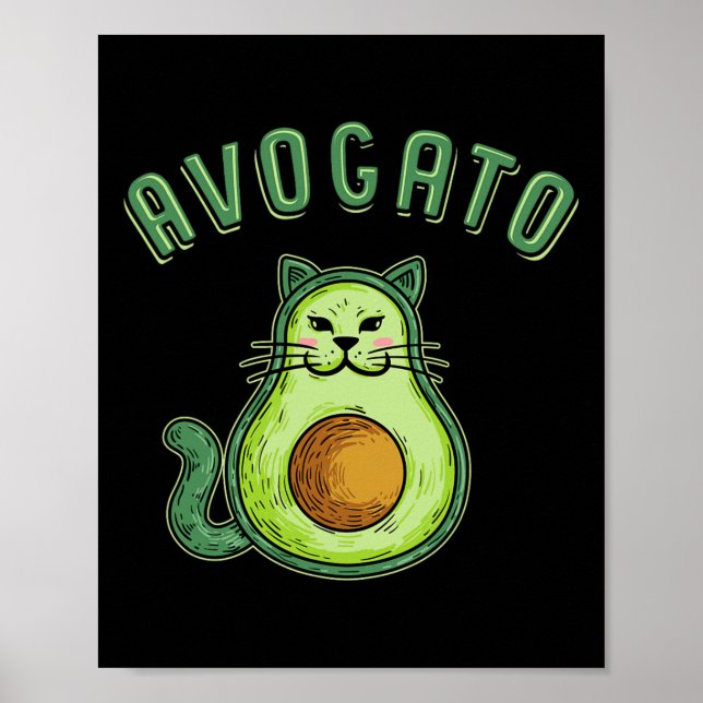 Póster Avogato - Funny Cinco De Mayo Gato Aguacate (Frente)