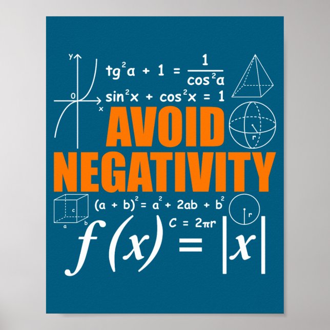 Póster Avoid Negativity Funny Math Mathematician Teacher  (Frente)