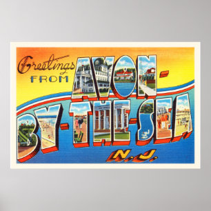 Póster Avon by Sea New Jersey NJ Vintage Postcard -
