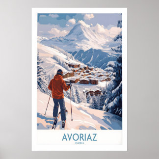 Póster Avoriaz France Ski Chalet Village Art Print Alpine
