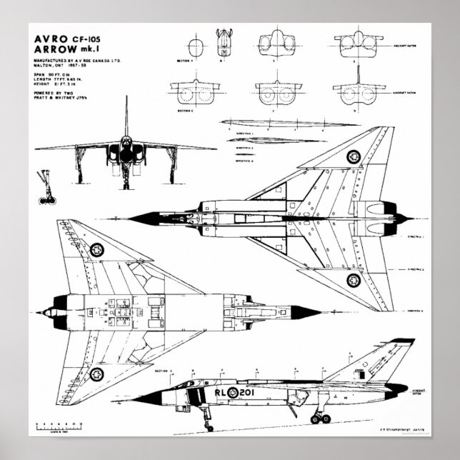 Póster Avro Arrow Blueprints (Frente)