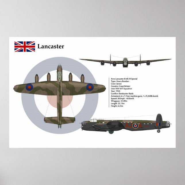 Póster Avro Lancaster BI Especial 617 Escuadrón (Frente)