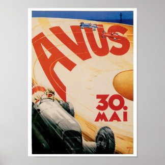 Póster Avus Race Cars Automobile Vintage Ad Art Poster