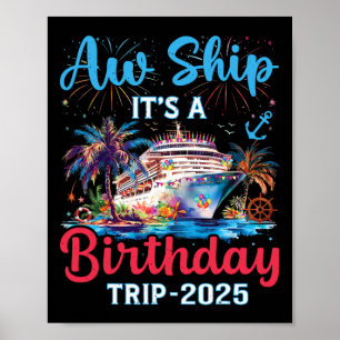 Póster Aw Ship Su Vac De La Familia De Cruceros De Cumple