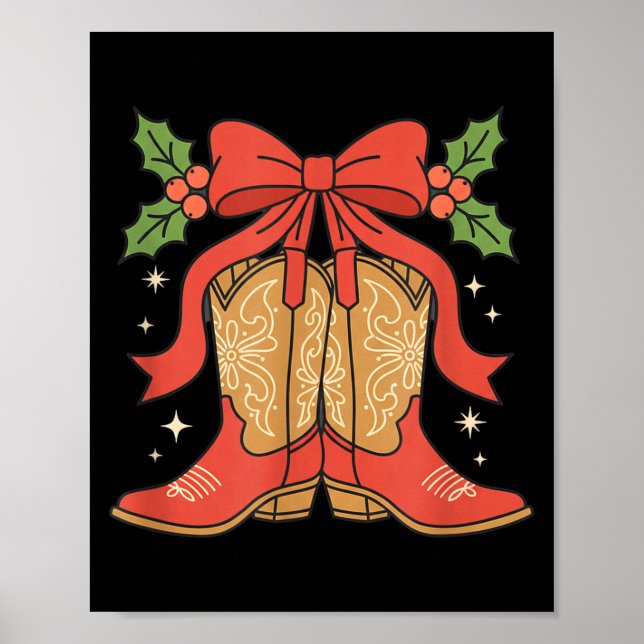 Póster Awareness Cowboy Boots Christmas Breast Cancer Sup (Frente)