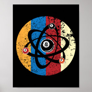 Póster Awesome Billiards Ball Átomo Science Pool Player S