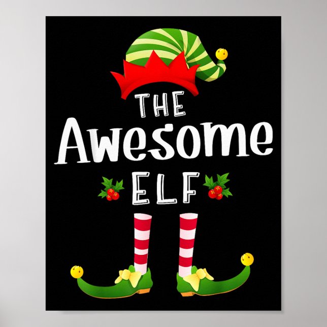Póster Awesome Christmas Elf Matching Pajama X-mas Party  (Frente)