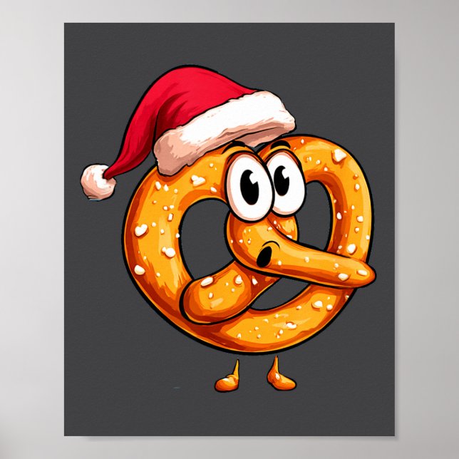 Póster Awesome Festive Pretzel With Santa Claus Hat Costu (Frente)