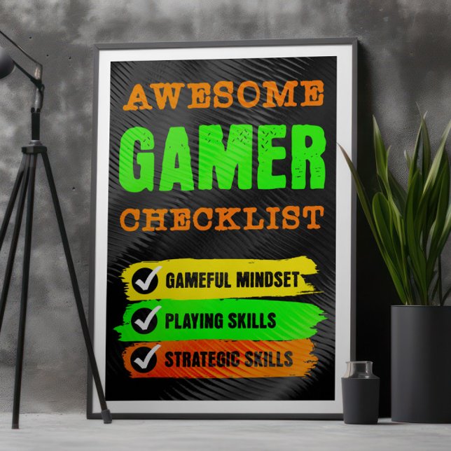 Póster Awesome Gamer Checklist Gaming (Subido por el creador)