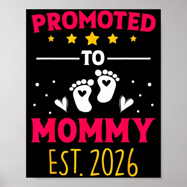 Póster Awesome Promoted To Mommy 2026 Pregnancy Announcem (Frente)