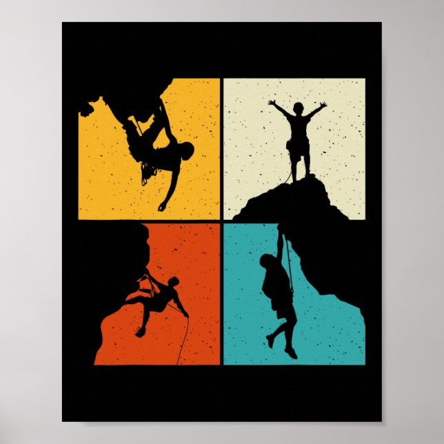 Póster Awesome Rock Climbing Retro Mountain Climber Hiker (Frente)