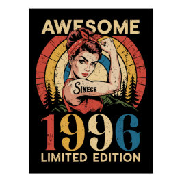 Póster Awesome Since 1996 Retro 30th Women's Birthday