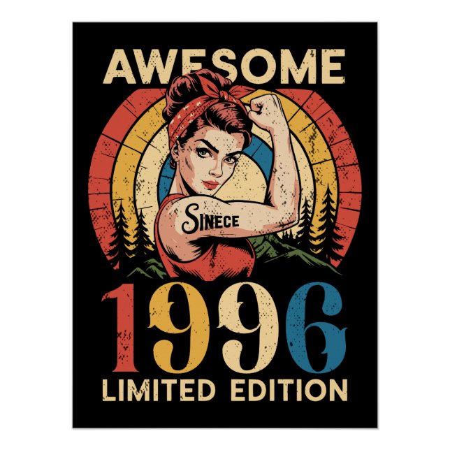 Póster Awesome Since 1996 Retro 30th Women's Birthday (Anverso)