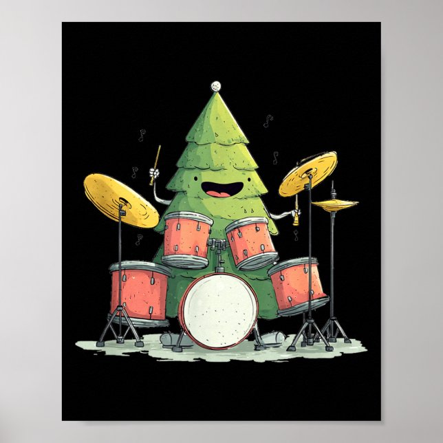 Póster Awesome Xmas Tree With Drums For Rocking Christmas (Frente)