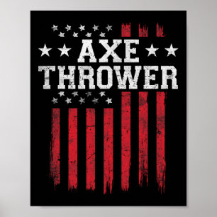 Póster Ax Thrower Orgullosa Bandera Estadounidense Usa Pa