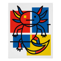 Axolote abstracto Mondrian neotenia minimalista re