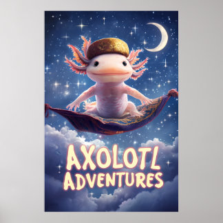 Póster Axolotl Adventures Poster - Flying Carpet Fantasy