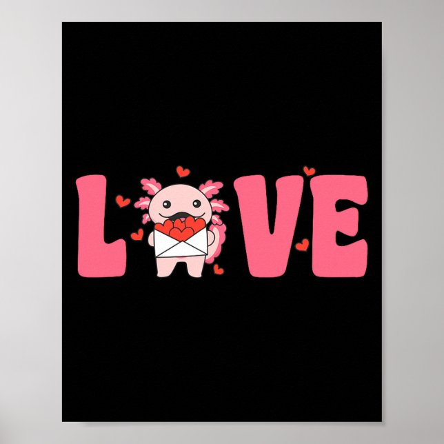 Póster Axolotl Animals With Hearts Love Premium Tri-blend (Frente)