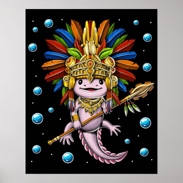 Póster Axolotl Aztec Warrior (Frente)