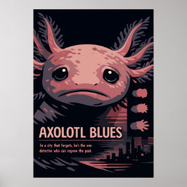 Póster Axolotl Blues Noir Animal Art