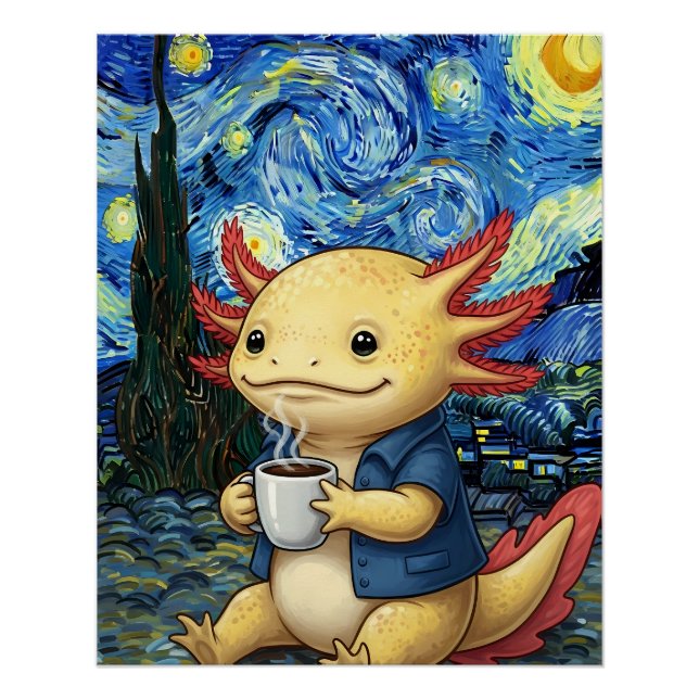 Póster Axolotl Coffee Starry Night Dream (Anverso)