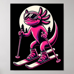 Póster Axolotl Esquiando Aficionado Del Esquí Esquiador P