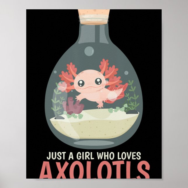 Póster Axolotl Fish Tank Axolotl Preguntas Cuestas Anime  (Frente)