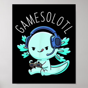 Póster Axolotl Gamer Anime Regalos A Los Niños Kawaii Chi