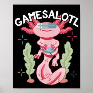 Póster Axolotl Gaming Gamesalotl Kawaii