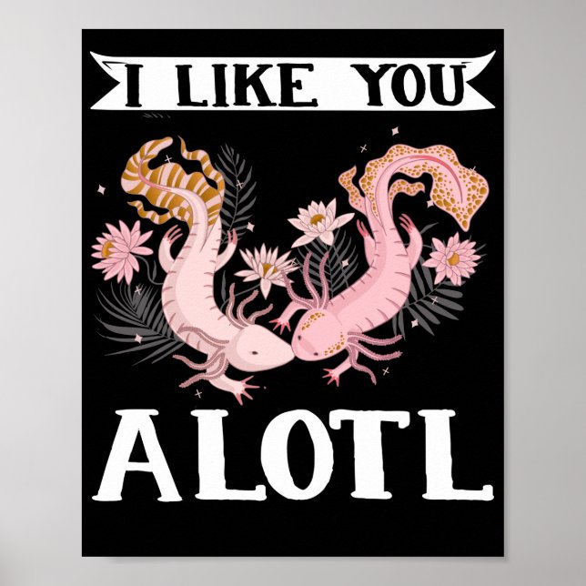 Póster Axolotl Pareja De Amigos Me Gustas Un Lotl Kawaii (Frente)