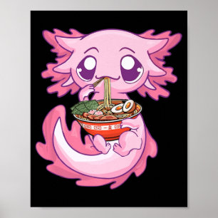 Póster Axolotl Ramen Kawaii japonés regalo de fideos anim
