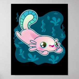 Póster Axolotl Relaxing Relaxolotl Kawaii
